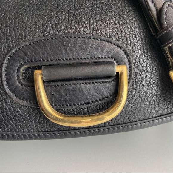 Dooney and Bourke black leather horseshoe saddle bag awl - Picture 6 of 16